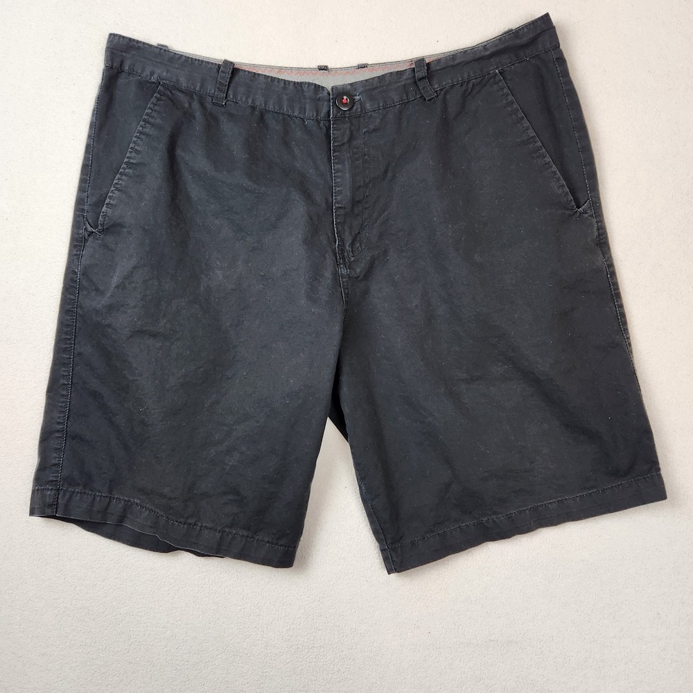 Burnside Shorts‎ Mens 36 Black Cotton Classic Casual Chino Flat Front Summer